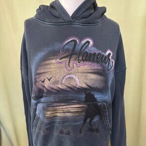 Flaneur Homme Unicorn Sunset Design Men's Gray Hoodie Sweater Size Small